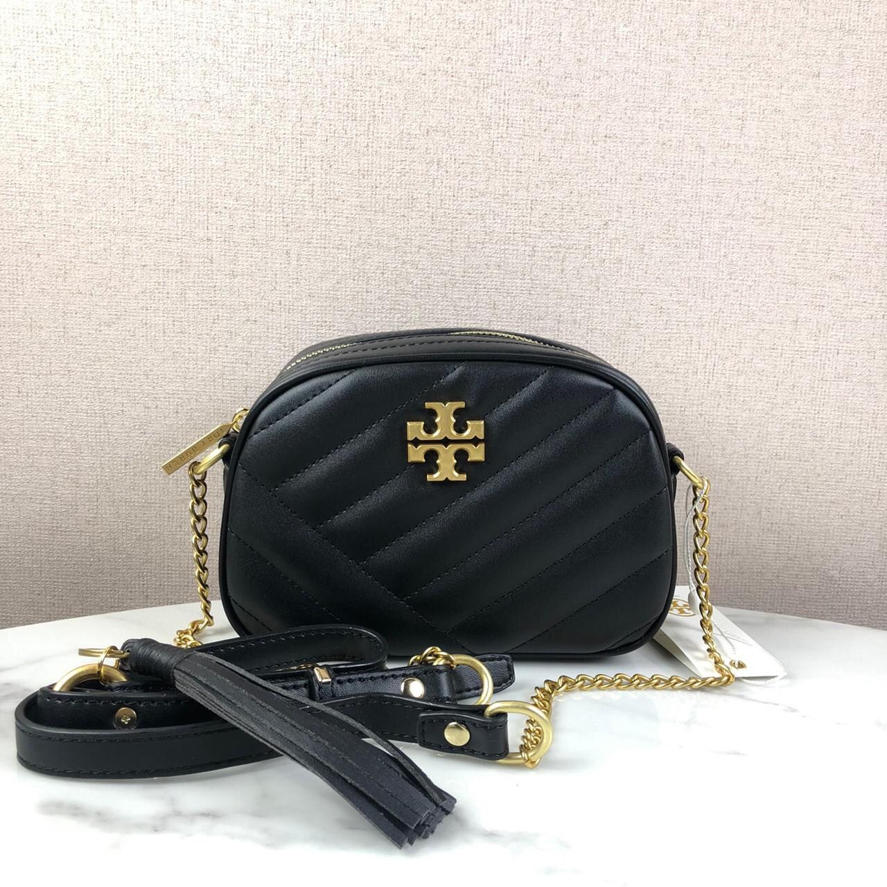 กระเป๋าสะพายไฮโซแบรนด์เนมโทรี่เบิร์ชสีดำลายนวมอะไหล่ทอง Tory burch bag
