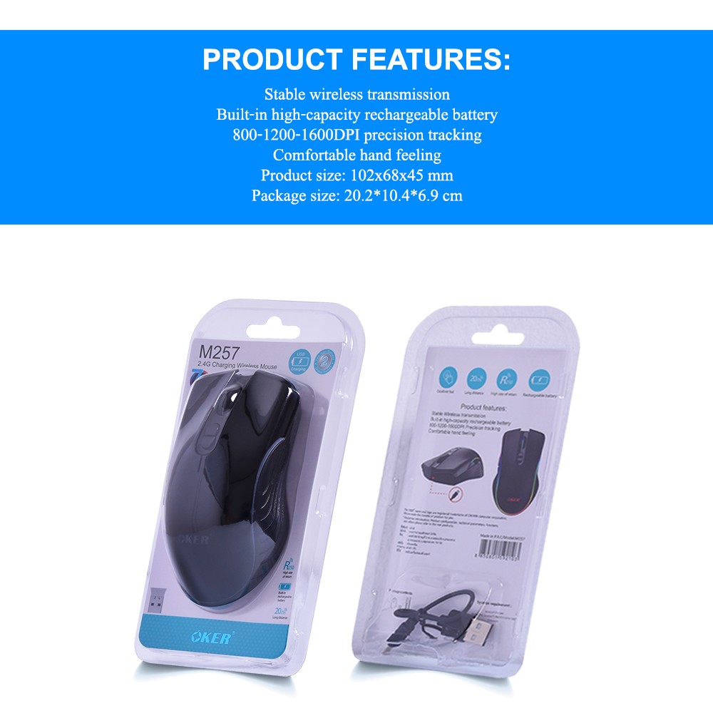 OKER M257 WIRELESS MOUSE 1600DPI เม้าท์ไร้สาย ไฟ7สี CHARGING SKU-02957