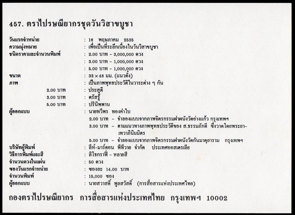 ซองวันแรกจำหน่ายวันวิสาขบูชา 2535