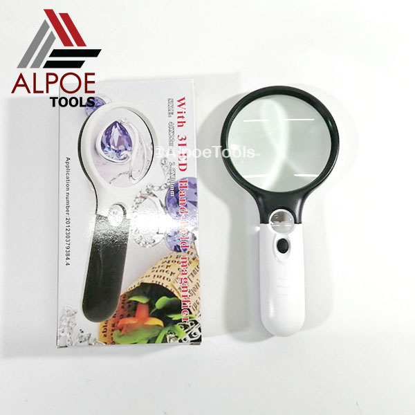 แว่นขยาย แบบด้ามจับ 2 เลนท์ขยาย มีไฟ LED รุ่น No.690XAB