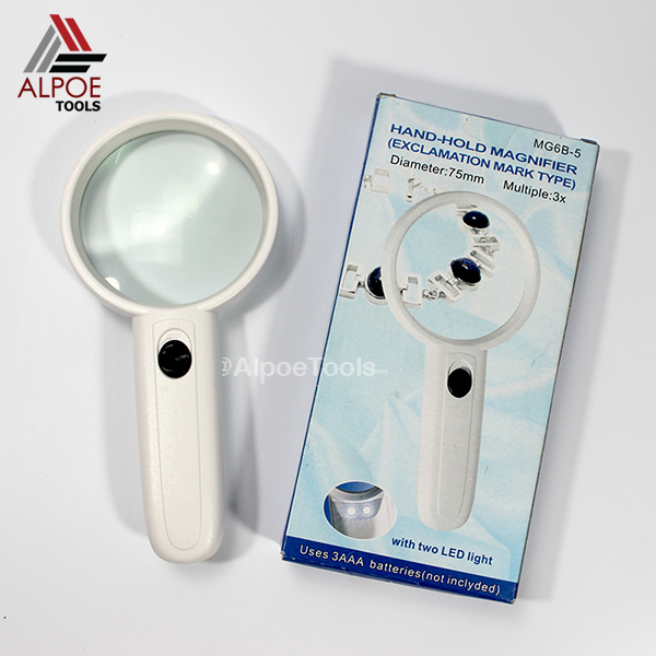 แว่นขยาย แบบด้ามจับ มีไฟ LED ใส่ถ่าน กำลังขยายเยอะ รุ่น MG6B