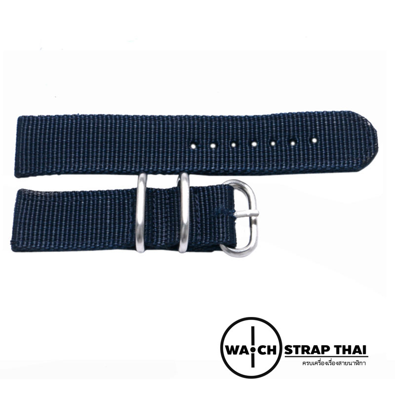 สายนาฬิกา สายนาฬิกาผ้าไนลอน SET02 Black Nylon Watch Strap สีน้ำเงิน Blue มีขนาด 20 , 22 mm