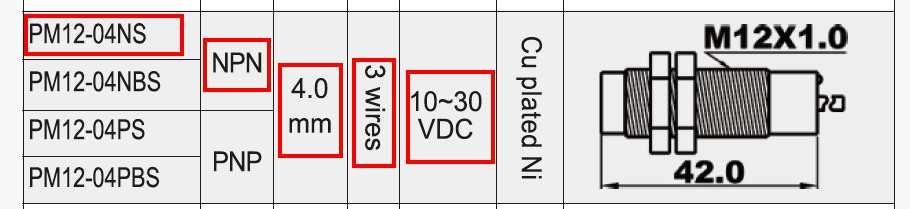 FOTEK : Proximity Sensor Screw Type : PM12-04NS