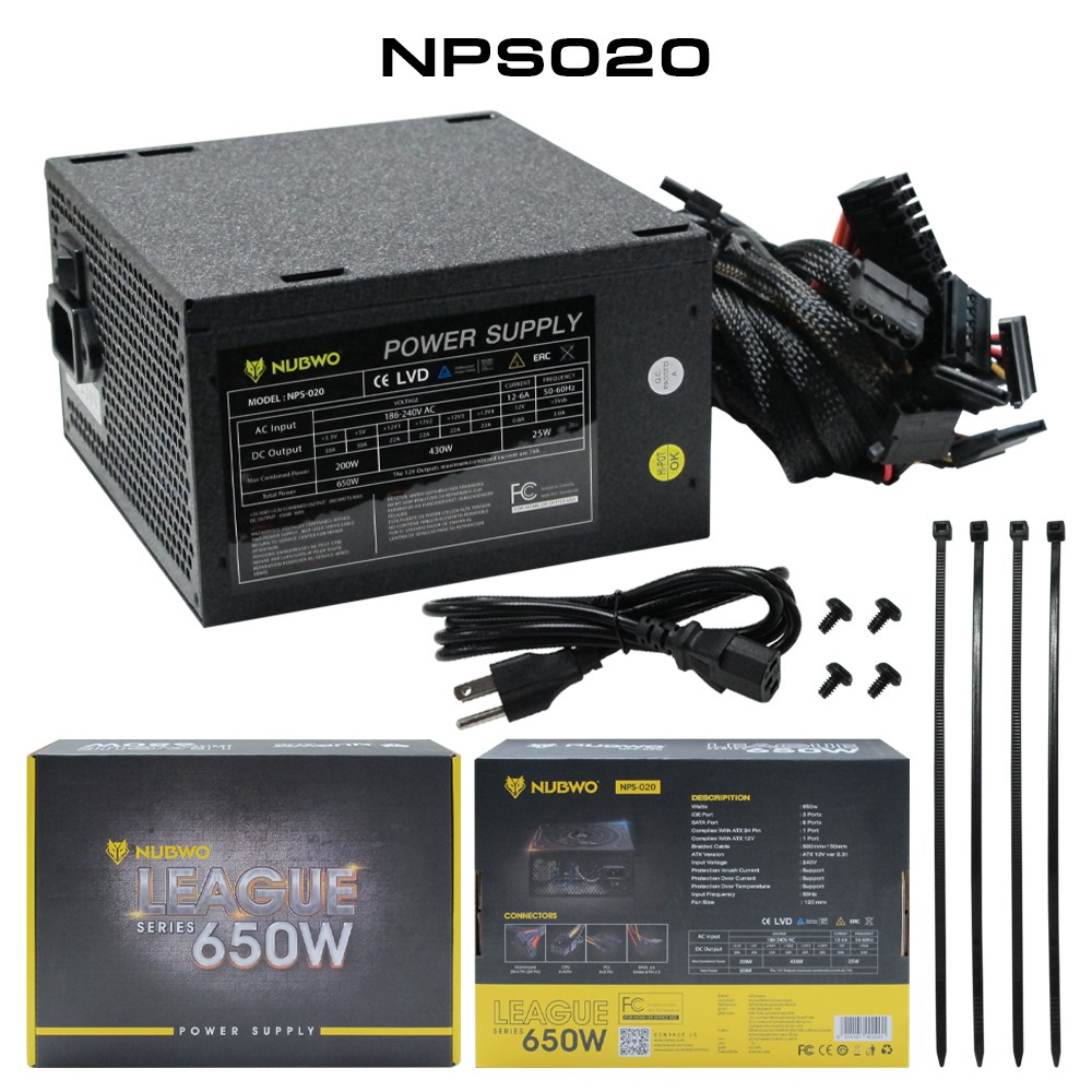 NUBWO NPS-020 POWER SUPPLY 650W 9.5*23.5*17 cm PO-NW-24-NP020