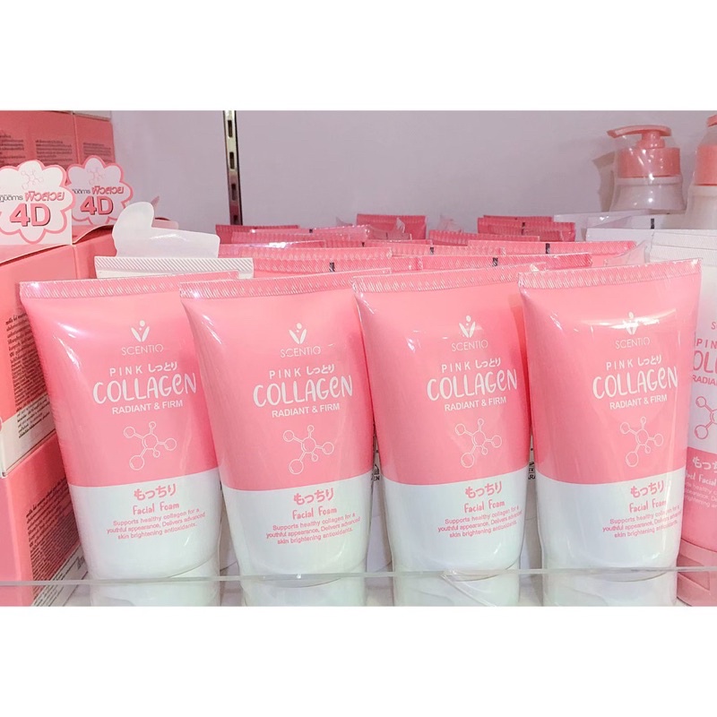 โฟมล้างหน้าคอลลาเจน 100g Beauty buffet Scentio Pink Collagen Radiant & Firm Facial Foam