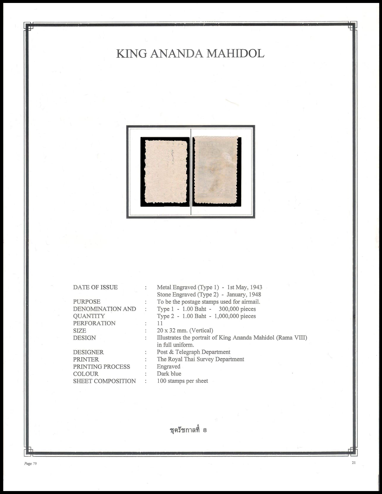 แสตมป์ชุดพระบรมฉายาลักษณ์รัชกาลที่ 8