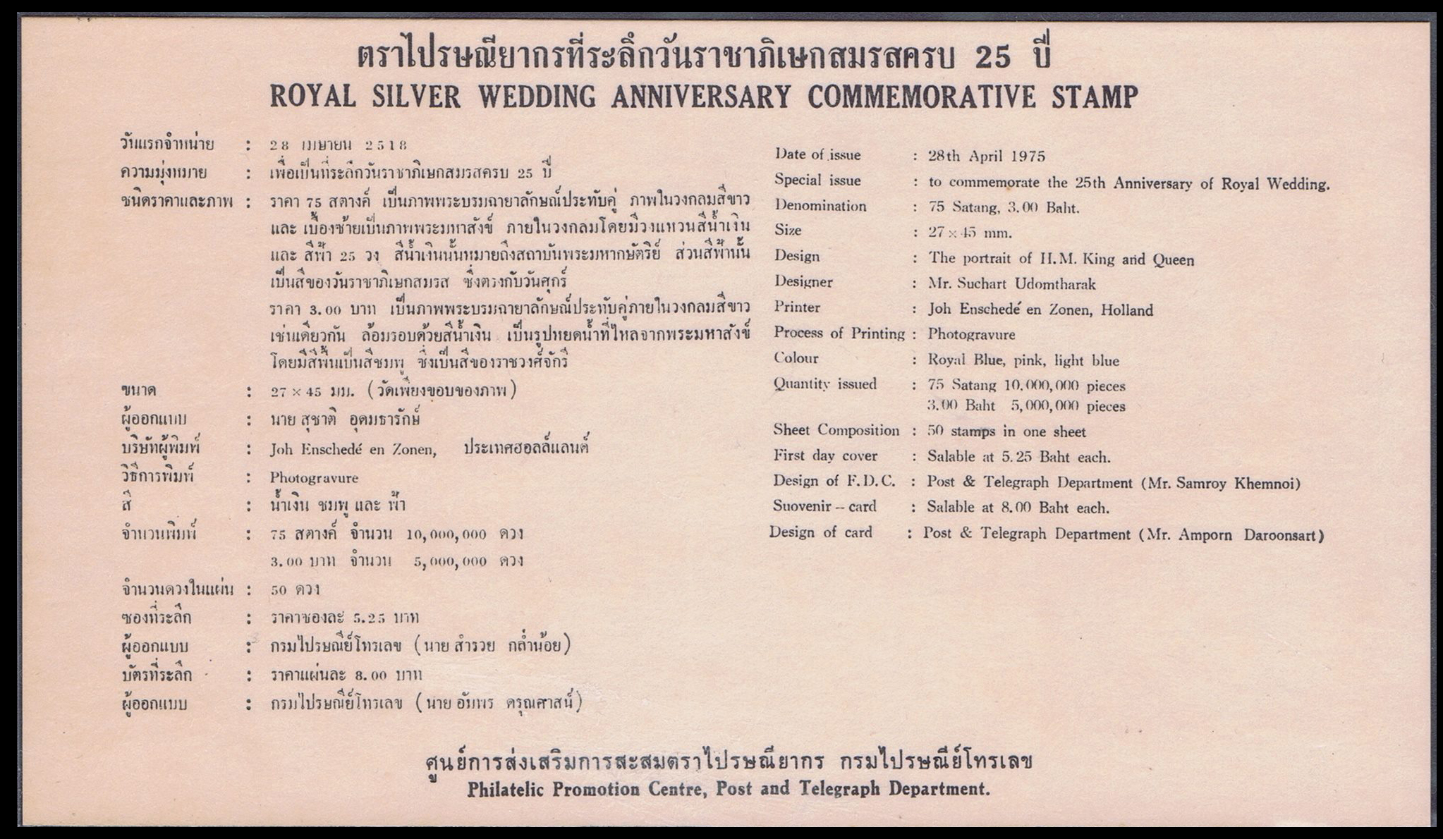 ซองวันแรกจำหน่ายวันราชาภิเษกสมรสครบ 25 ปี 2518