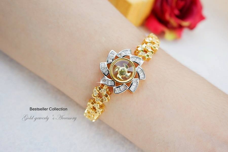 สร้อยข้อมือกังหัน ประดับเพชร Czแท้ เครื่องประดับมงคล มีหลายแบบ
