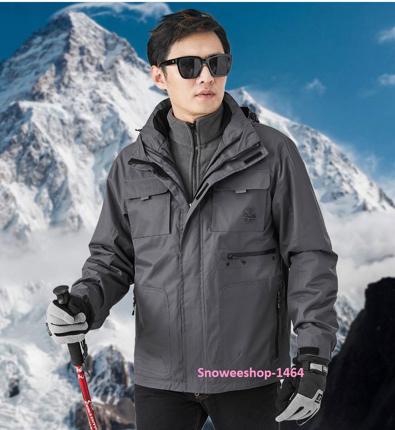 แจ็คเก็ตผู้ชายเสื้อผ้าใส่ไปหิมะซับขนแกะด้านในอีกตัว มาพร้อมฟังก์ชั่นครบจบในตัวเดียว กันหนาว กันลม กันหยดน้ำ ใส่เล่นสกีกันหนาวติดลบ มี 4 สี M ถึง 5XL