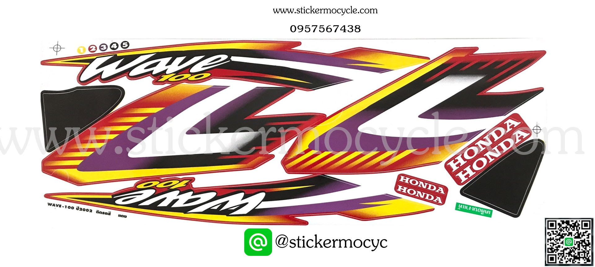 Sticker HONDA Wave 100 ปี2002 ติดรถสีแดง(เคลือบเงา) สติ๊กเกอร์ ติดรถมอเตอร์ไซค์ ฮอนด้า เวฟ