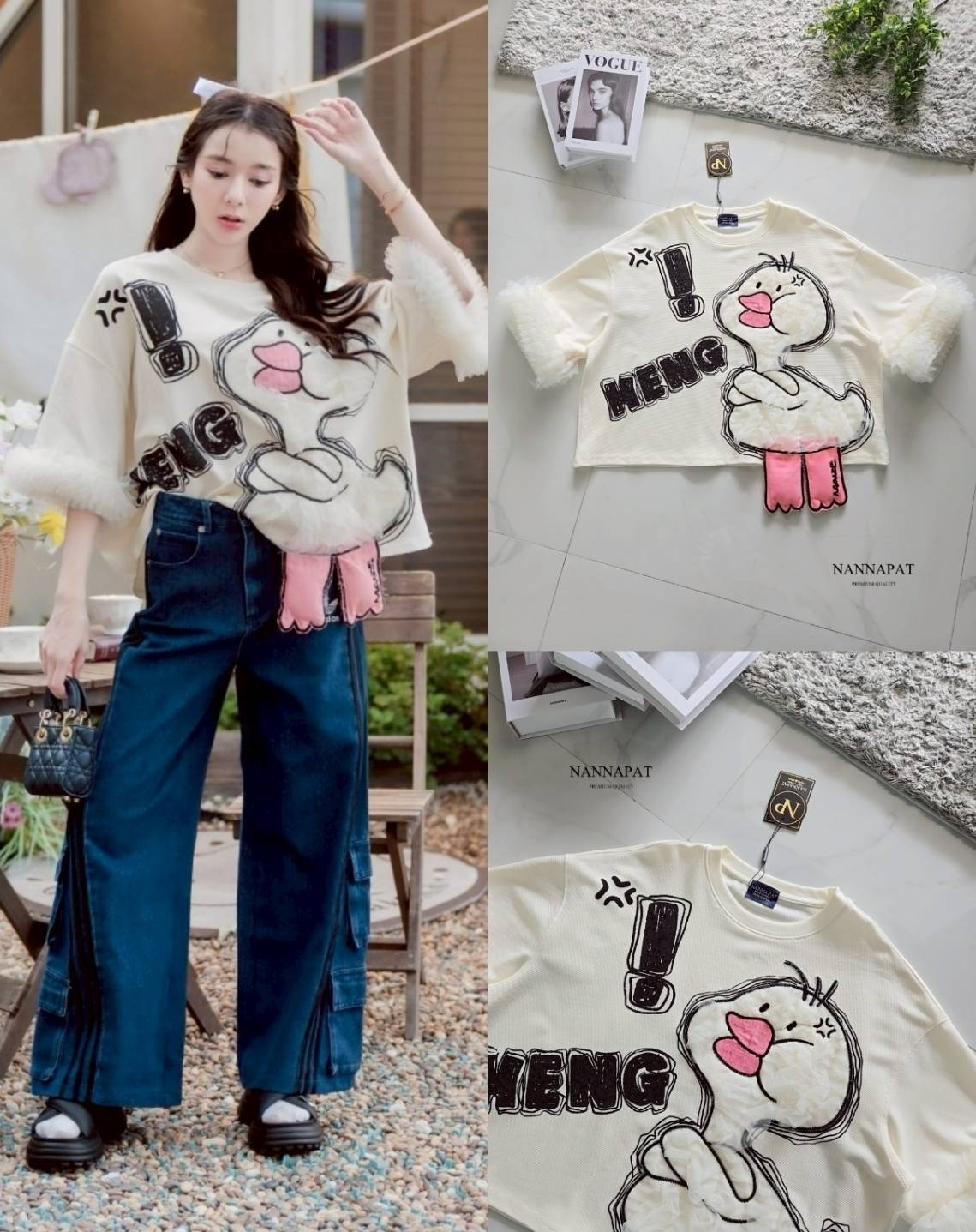 เสื้อ น้องเป็ดน้อยแก้มป่อง งานเสื้อเกรดพรีเมี่ยม ที่กำลังโซฮอตอยู่ตอนนี้นะคะ ดีเทล รายละเอียดอย่างจึ้ง ชอบความแขนใหญ่ แต่งระบายพองๆอย่างสวย ขาน้องเป็ดก็ทำถึงเกิ๊นน เก็บทุกเม็ดทุกรายละเอียด แม็ชได้ทั้งกระโปรง กางเกงเลยคะ น่ารักแบบมีเทสจริงๆ