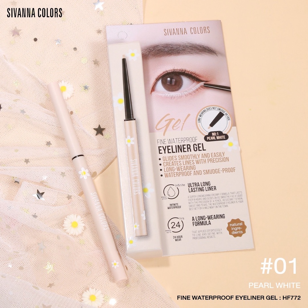 🔥HF772🔥 SIVANNA COLOR FINE WATERPROOF EYELINER GEL #HF772 : ซิวานน่า ไฟน์ วอเตอร์พรูฟ อายไลเนอร์ เจล x 1 ชิ้น