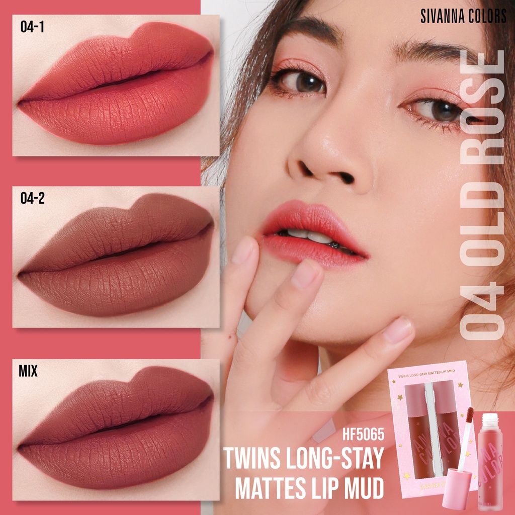Sivanna Colors Twins Long-Stay Mattes Lip Mud HF5065 ซีเวียน่า เซตลิปแมทส์ 2 แท่ง/เซต