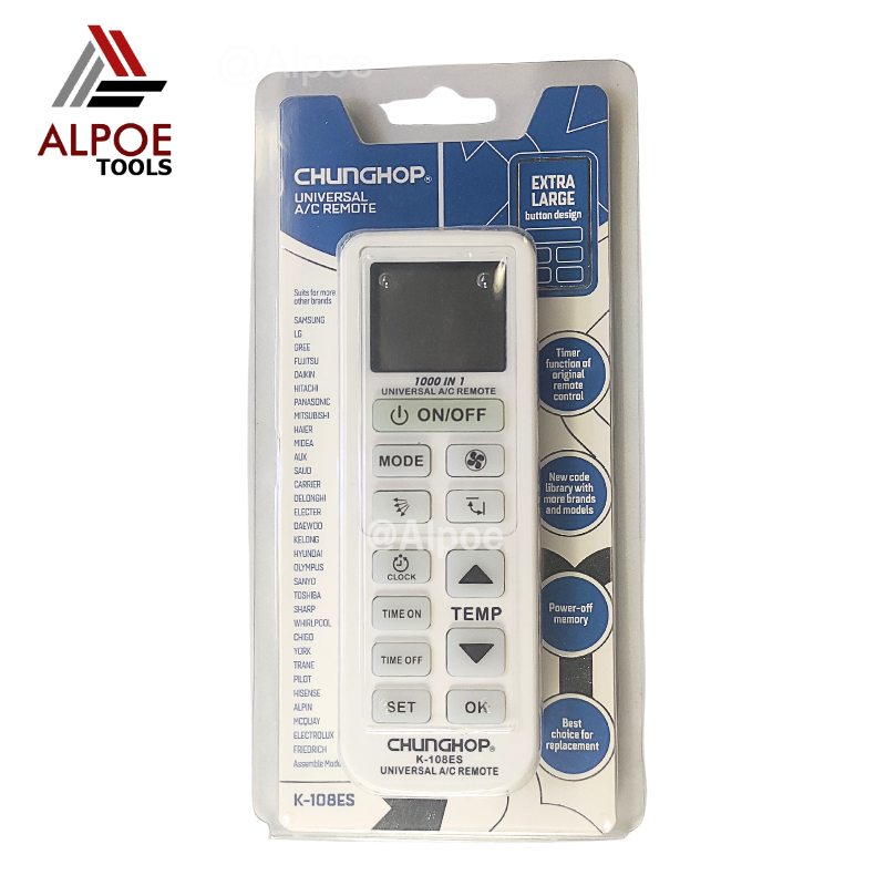 รีโมทแอร์รวม ใช้ได้กับแอร์หลายยี่ห้อ หลายรุ่น รหัส K-108ES