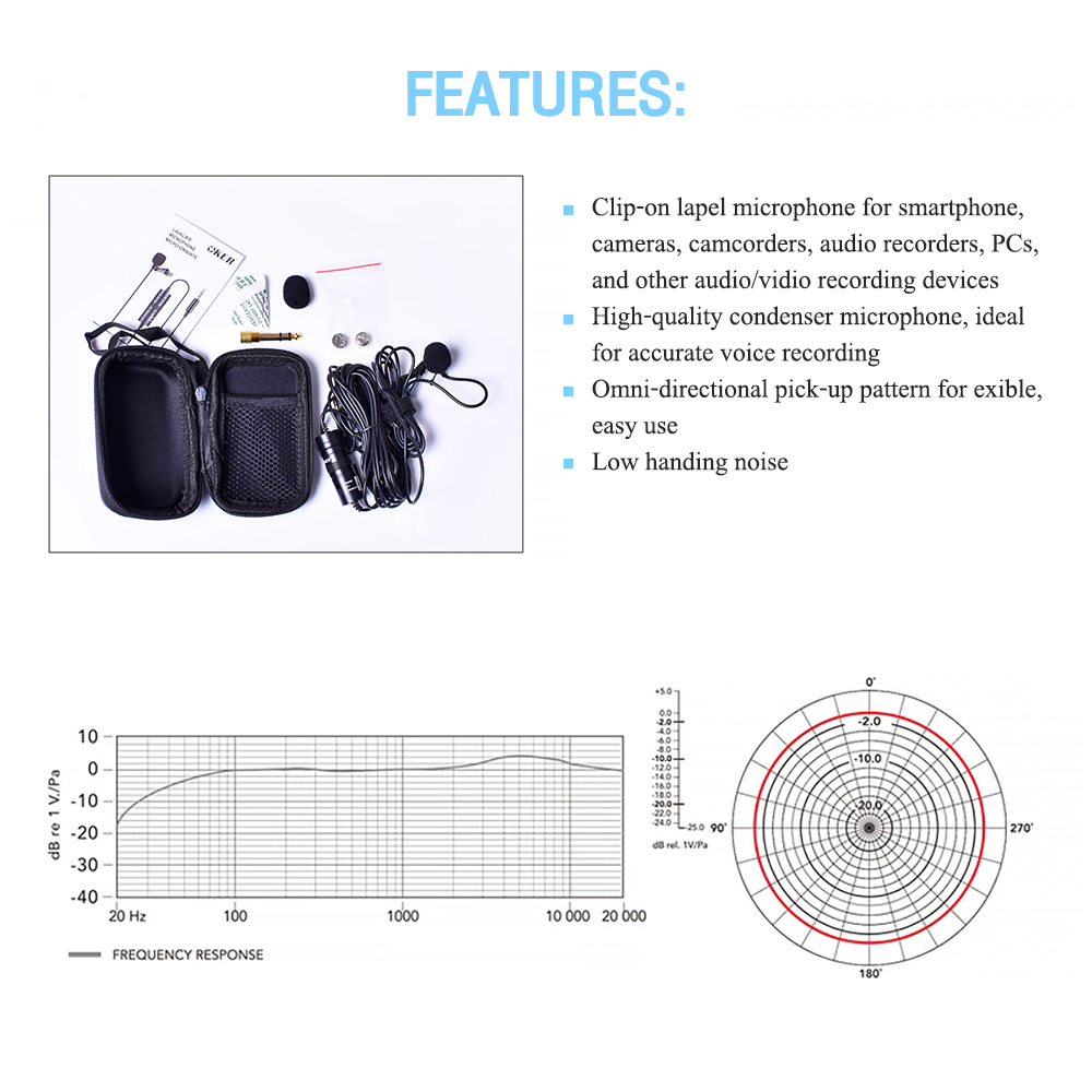 OE-VM10 OKER Clip On Microphone 3.5mm ไลฟ์สด คาราโอเกะ วีดีโอคอนเฟอร์เร้นซ์ YC-VM10 MI-OK-XX-OEM10