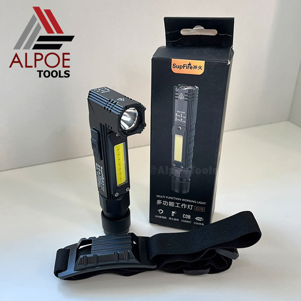 ไฟฉาย Supfire แรงสูง ปรับคองอได้ มีไฟข้าง ไฟสองสี (ขาว+แดง) รุ่น G19