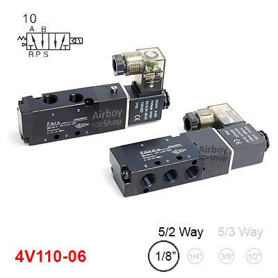 โซลินอยด์วาล์ว รุ่น 4V110-06 (Port 1/8") 5/2 Single Coil