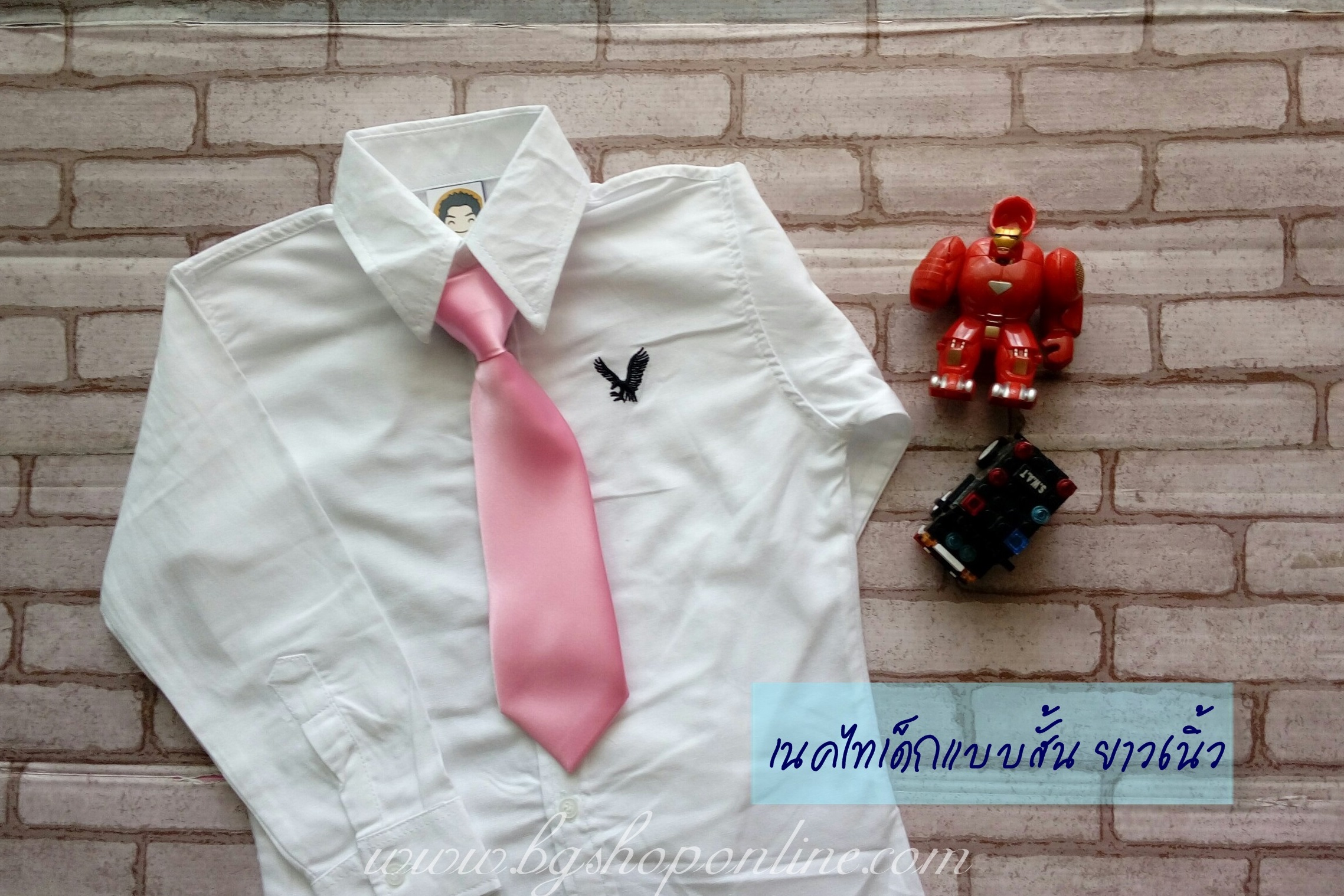 เนคไท AA สีชมพูอ่อน แบบสั้น ความยาว 6" ชมพูอ่อน 6 นิ้ว
