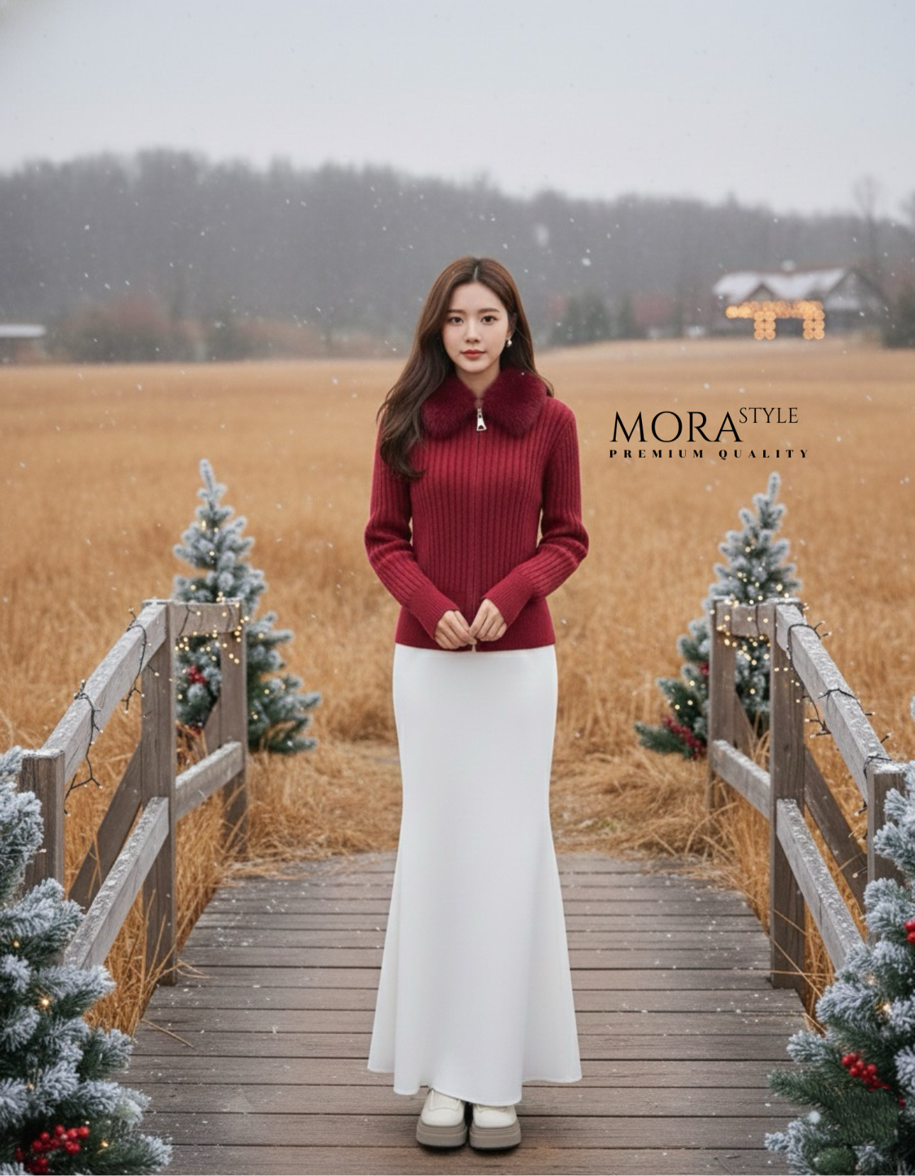 เซ็ท 2 ชิ้น เสื้อไหมพรมแขนยาว แต่งเฟอร์ขนที่คอ มีซิปรูดด้านหน้างานน่ารักมากกกกก มาพร้อมกับกระโปรงยาวผ้าลื่นทิ้งตัวใส่สบายใส่แมทช์สวยมากค่ะ