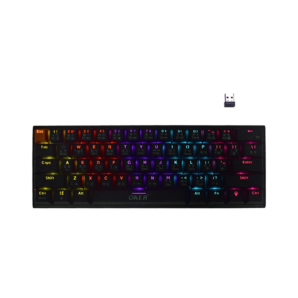 K69 OKER 3 MODES MECHANICAL KEYBOARD OKER K69(BT5.2+2.4G+TYPE-C)ไฟ LED SKU-02782