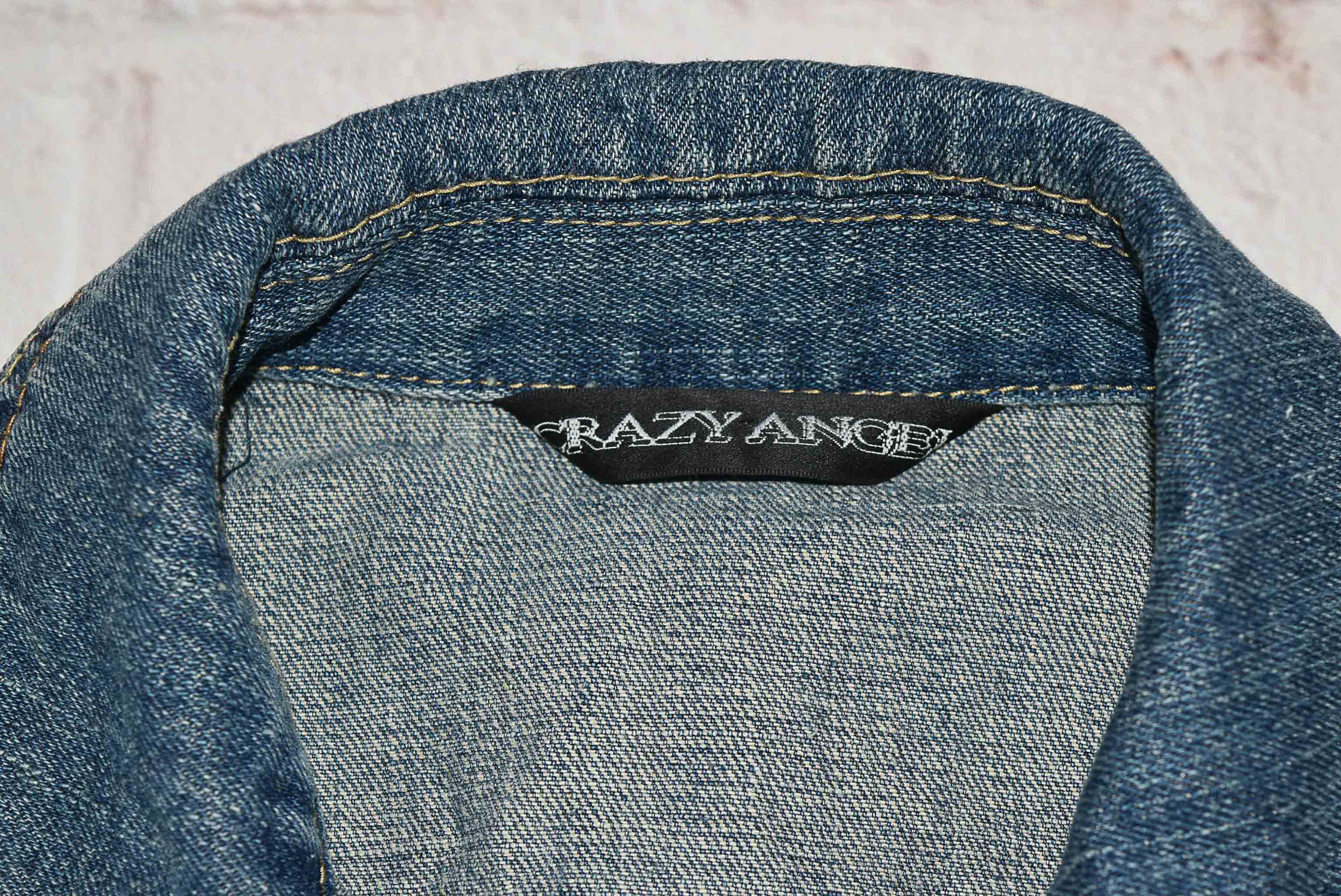 CRAZY ANCBI อกจริง 37 ไซส์ M เสื้อแจ็คเก็ตยีนส์ แขนยาว ผู้หญิง แต่งขาด ทรงสวยใส่สบาย เนื้อผ้านุ่มใส่สบาย