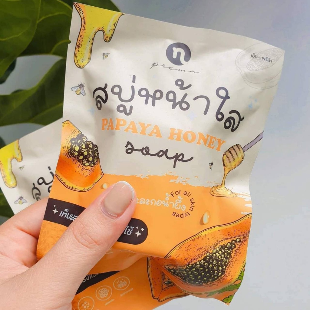 Papaya Honey Soap สบู่หน้าใส AHA ธรรมชาติ N Prema