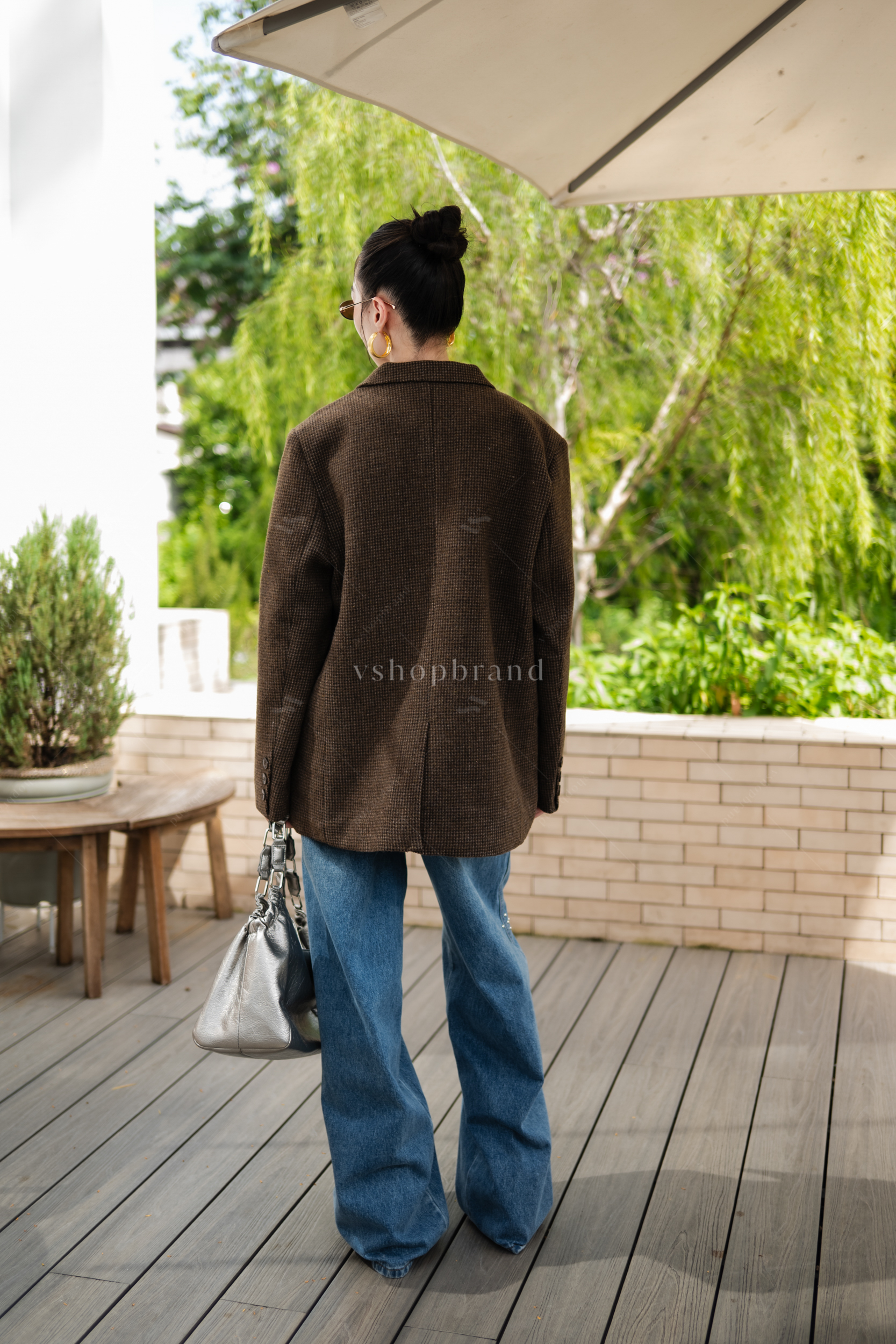 Blazer สูทผ้าทวิตแขนยาวกระดุมหน้า