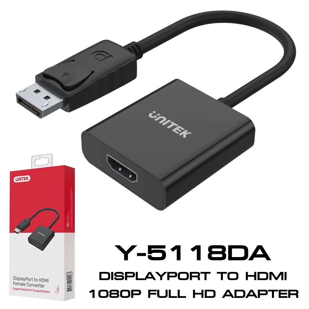 UNITEK Y-5118DA ตัวแปลงสัญญาน Display to HDMI (F) CA-DP-HM-5118D