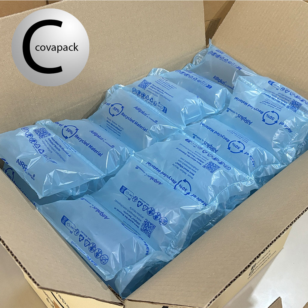 ถุงลมพลาสติกกันกระแทกเติมลมพร้อมใช้ ขนาด 20x12cm (หลังเติมลม 14 x 9 x พอง 5 cm) x 120 ชิ้น/กล่อง สีฟ้า