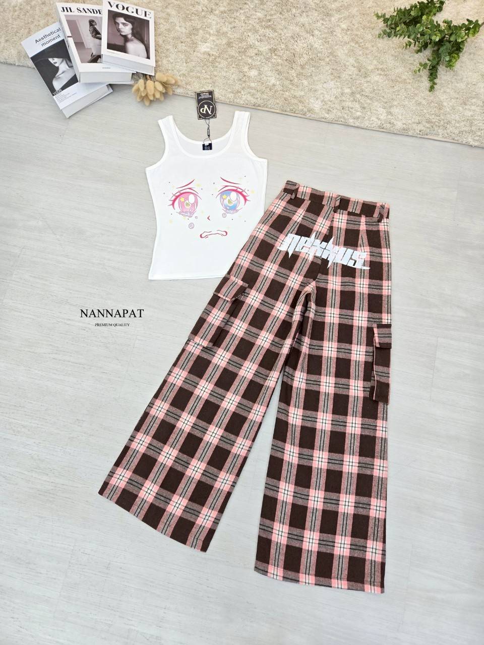ชุด SETเสื้อผ้ายืดนุ่มใส่สบาย พิมพ์ลายอย่างคิ้ว +กางเกงคาร์โก้ทรงอย่างชิค ผ้าทอลายนะคะ สกรีนลายหน้า หลัง ทำถึงตรงปกไม่ไหว