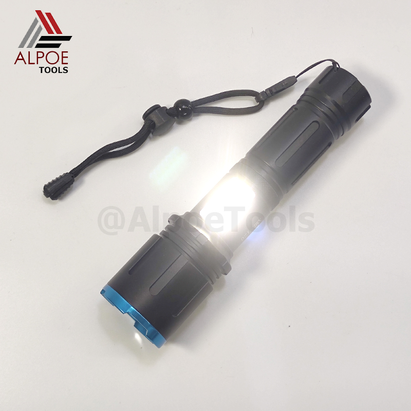 ไฟฉายแรงสูง พร้อมอุปรกรณ์ชาร์จ หลอด T20 มีไฟข้าง ถ่าน 26650 รุ่น JX-2022