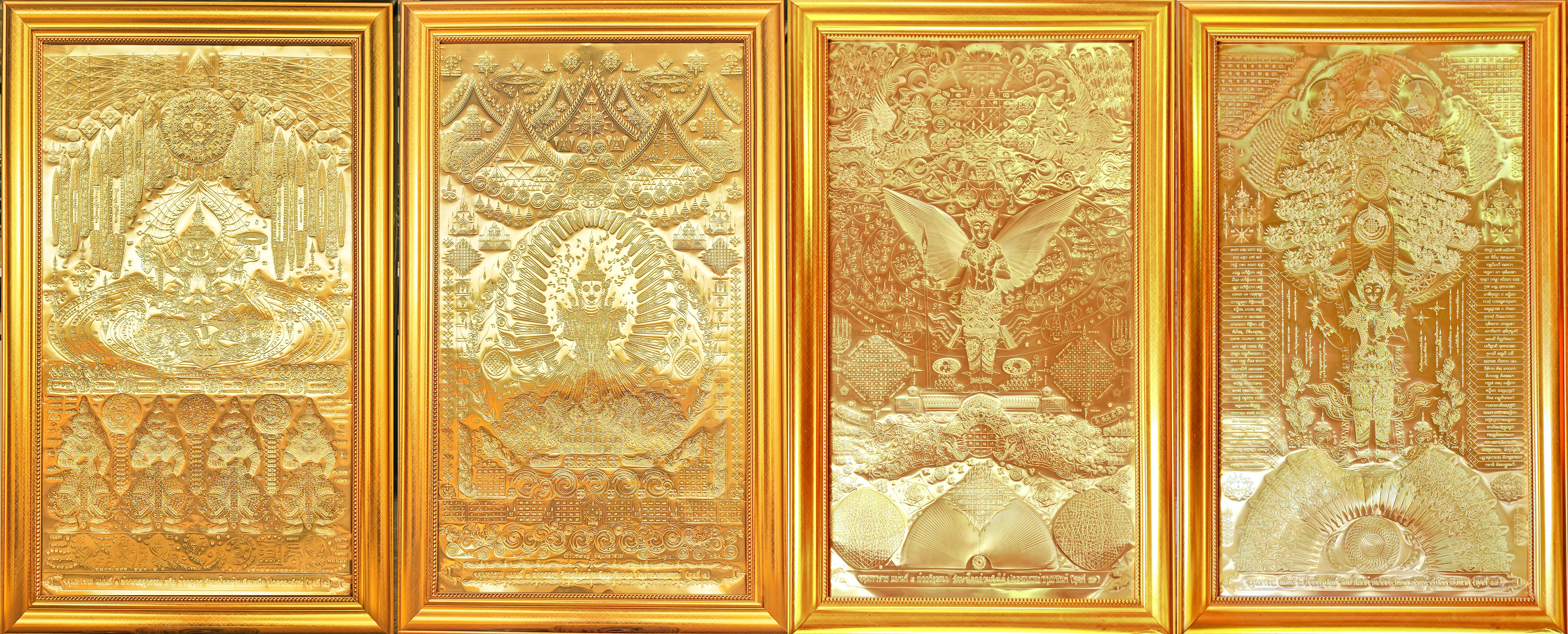 ท้าวเวสสุวรรณ ท้าวธตรฐ ท้าววิรุฬหก ท้าววิรูปักษ์ ชุดจาตุมหาราชิกา 4 แผ่น