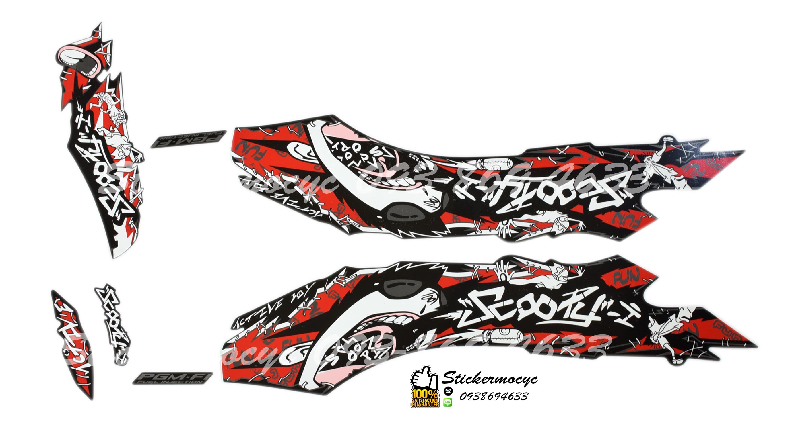 Sticker 3M HONDA Scoopy i ปี 2012 รุ่น 7 Active Boy ติดรถสี ดำแดง สติ๊กเกอร์แท้ 3เอ็ม ติดรถมอเตอร์ไซค์ ฮอนด้า สกู๊ปปี้