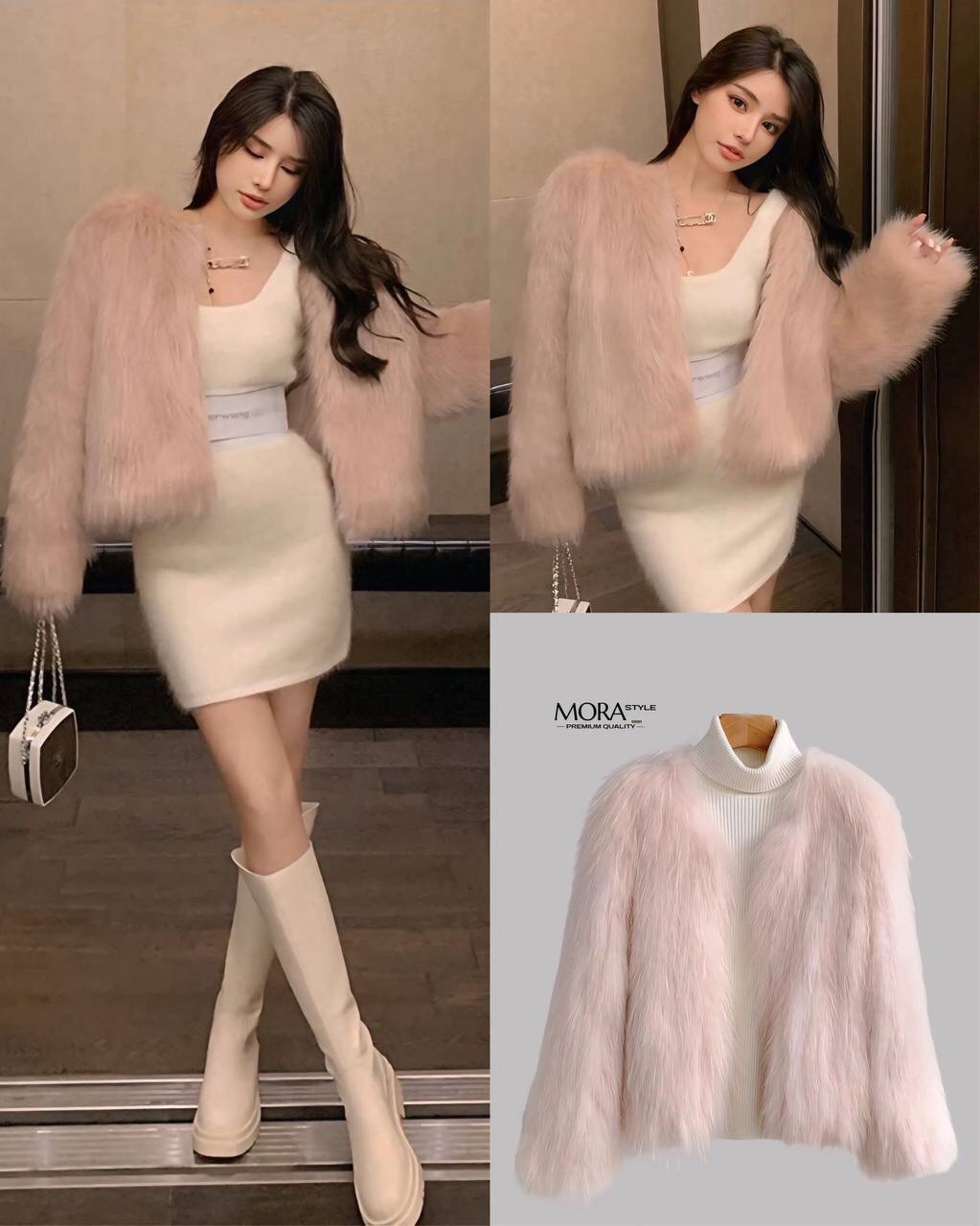 เสื้อคลุมแขนยาวแต่งขนทั้งตัว งานสวยแพง เหมาะกับแฟชั่นหนาวนี้สุดๆ ดีไซน์ออกมาเก๋ งานคือน่ารักมากค่ะ สาวๆต้องมีติดตู้นะคะ