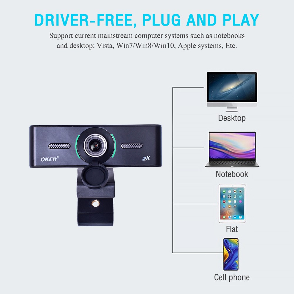 HD-89-2K OKER WEBCAM FULL 1080P/720P 60fps SKU-02926