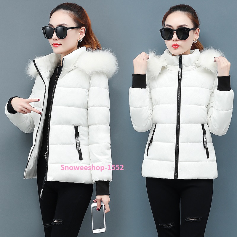 Down Jacket women รุ่น SLIM FIT เสื้อกันหนาวผู้หญิงใส่ติดลบทรงสลิมเข้ารูปบุนวมหนาใส่ได้ 2 แบบ ถอดแยกได้ทั้งฮู้ดและเฟอร์ติดฮู้ดกันหนาว กันลม กันหิมะได้ดีมี 6 สี