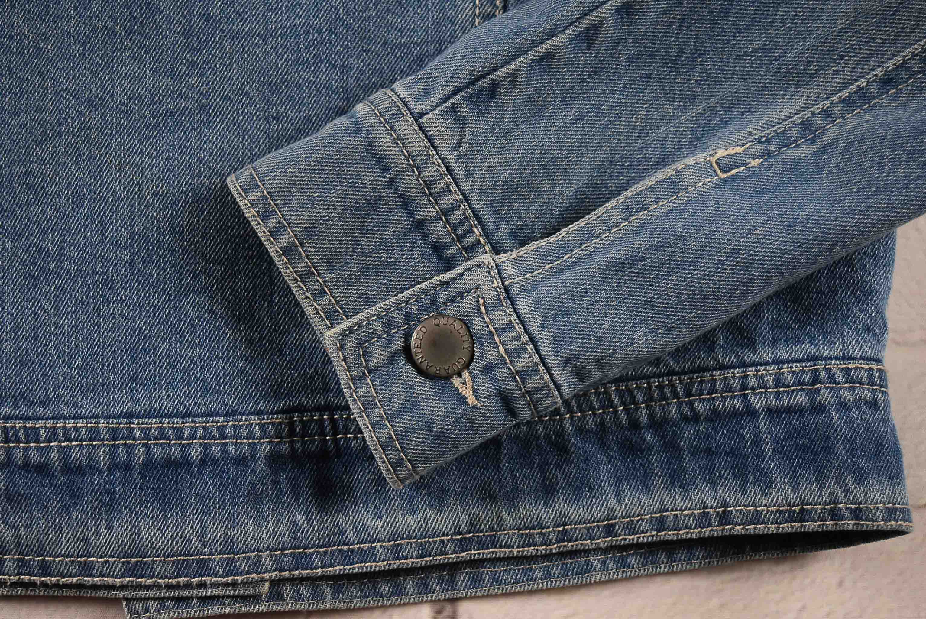 THE SHOP TK อกจริง 35 ไซส์ S เสื้อแจ็คเก็ตยีนส์ แขนยาว ผู้หญิง สีฟอก ทรงสวย เนื้อผ้านุ่มใส่สบาย คลุมกันแดด