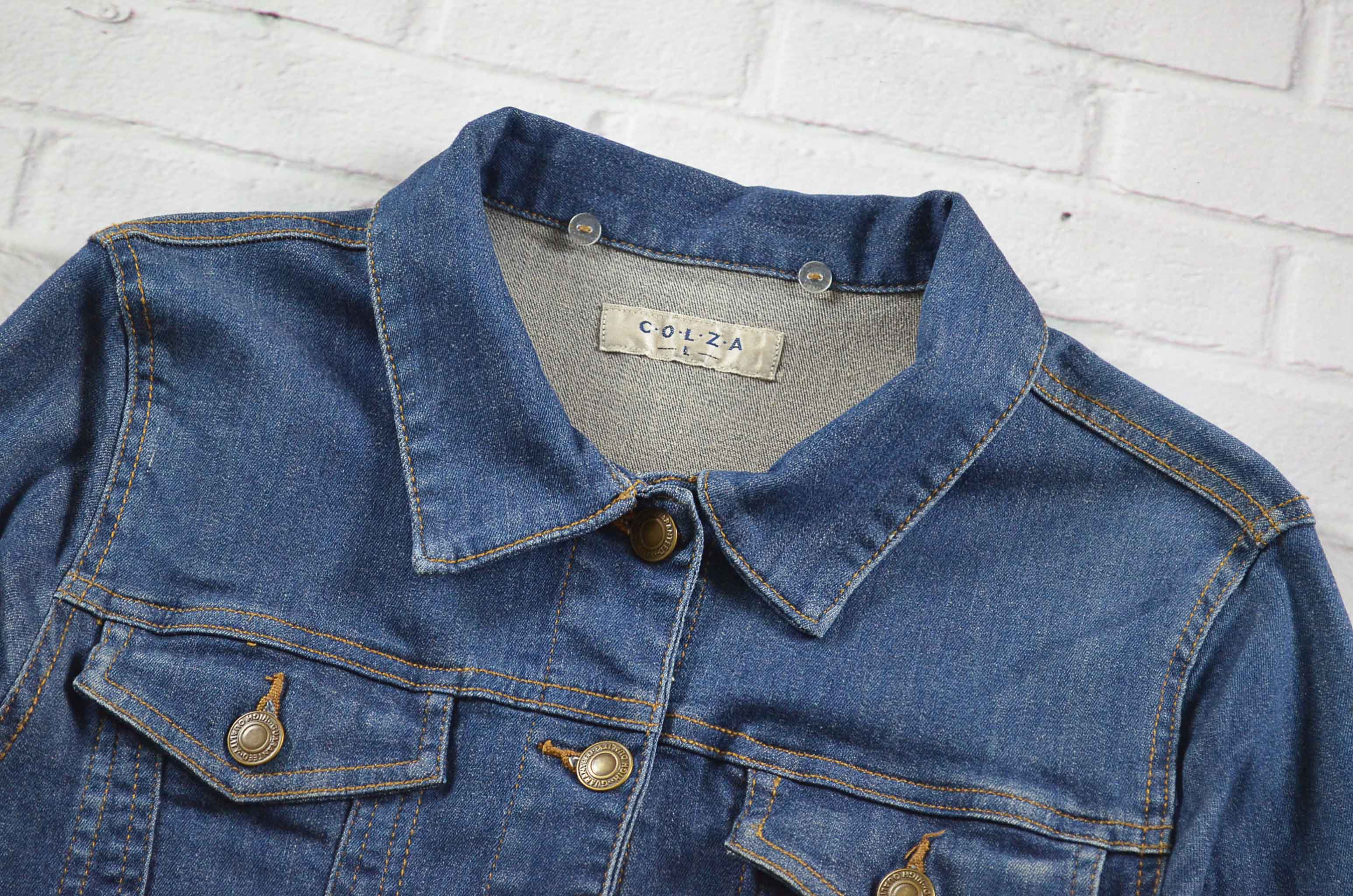 C.O.L.Z.A อกจริง36' (S) เสื้อแจ็คเก็ตยีนส์ เสื้อยีนส์แขนยาวหญิง ผ้ายืดสีเข้ม ผ้านุ่มมากใส่สบาย มีเป๋าข้าง