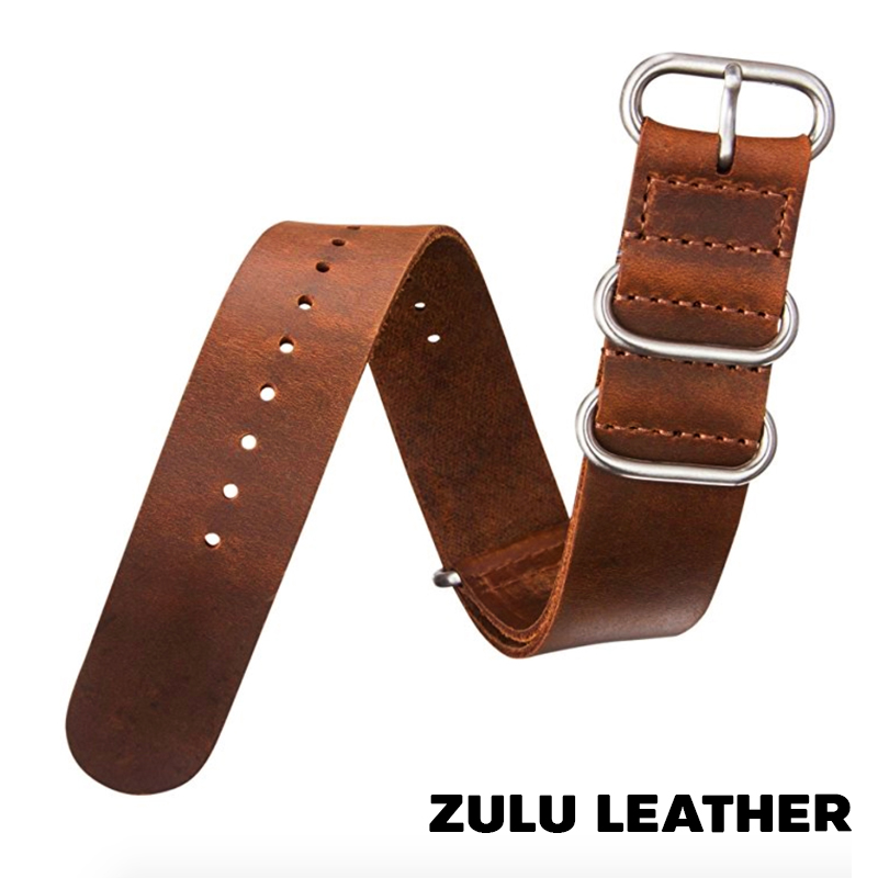 สายนาฬิกาซูลูสายหนัง สำหรับโรเล็กซ์ For Rolex สายนาฬิกาหนังวัว Zulu Leather Strap Brown Tan ขนาด 20,22,24 มม