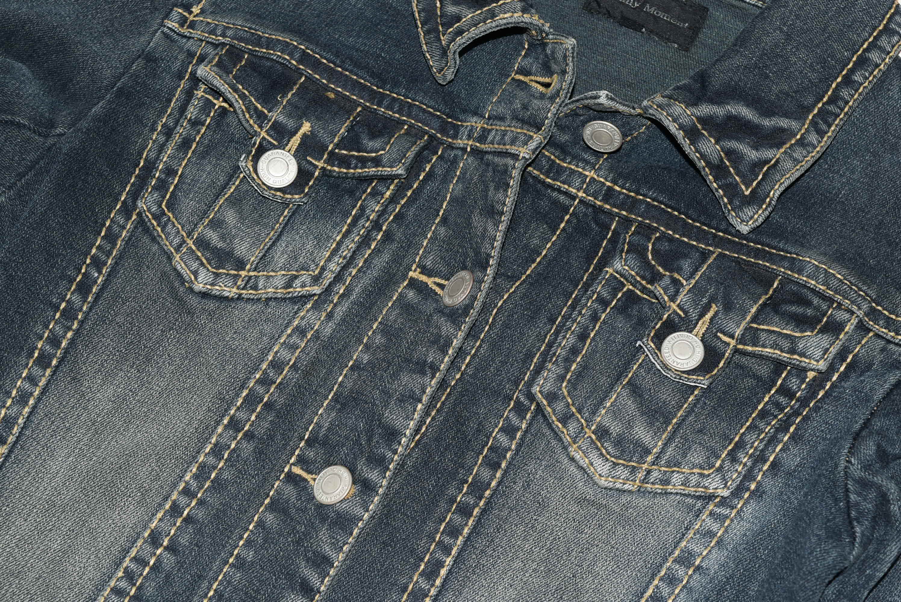 Gemmy Moment อกจริง 33 ไซส์ XS เสื้อแจ็คเก็ตยีนส์ แขนยาว ผู้หญิง สีเข้ม ทรงสวยใส่สบาย ใส่คลุมกันแดด