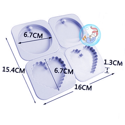 Aromatheraphy silicone mold CH 4211: พิมพ์ เทียนร้อยเชือก วงกลม/หัวใจ 4 หลุม , ขนาด 30-35 กรัม ความหนา ปานกลาง