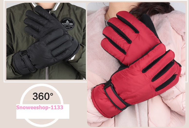 ถุงมือสกี ถุงมือกันหิมะ กันหนาวใส่ติดลบพร้อมสายปรับขนาดใส่ได้ทั้งผู้ชายและผู้หญิง พร้อมทัชสกรีนเฉพาะสีดำ มี 5 สี