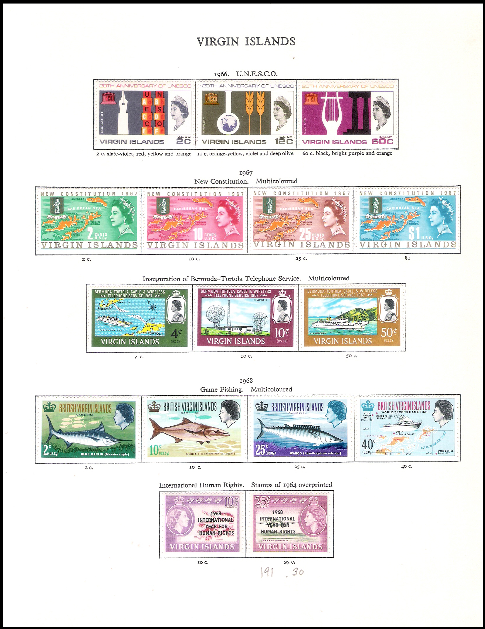 (5 SHEETS) 1962-1968 Virgin Island