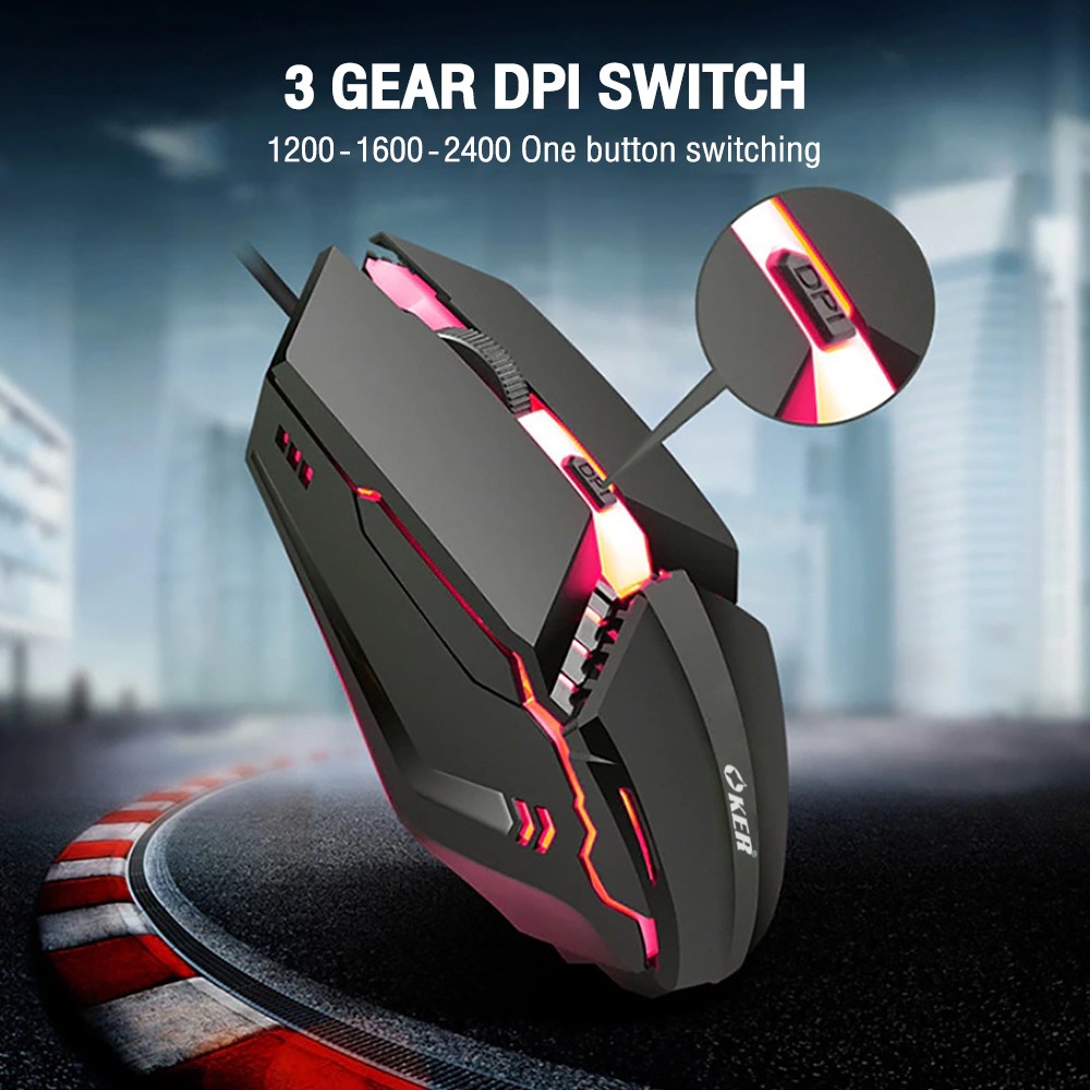 OKER X2 MOUSE USB 4D LED 2400DPI ไฟ7สี SKU-02945