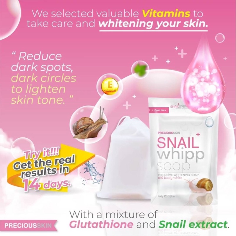 Snail whipp soap 120g พร้อมตาข่ายตีฟอง สบู่สเนล