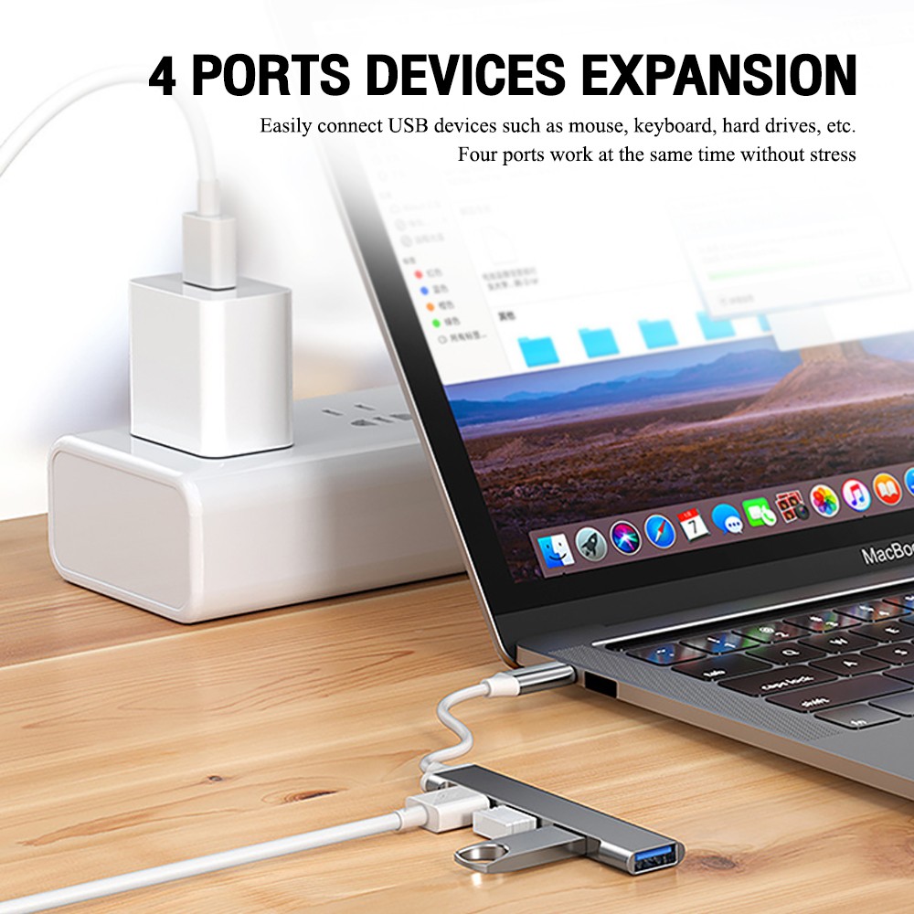 H-347 OKER TYPE-C TO USB3.0 HUB 4PORT HB-4P-OK-347BK