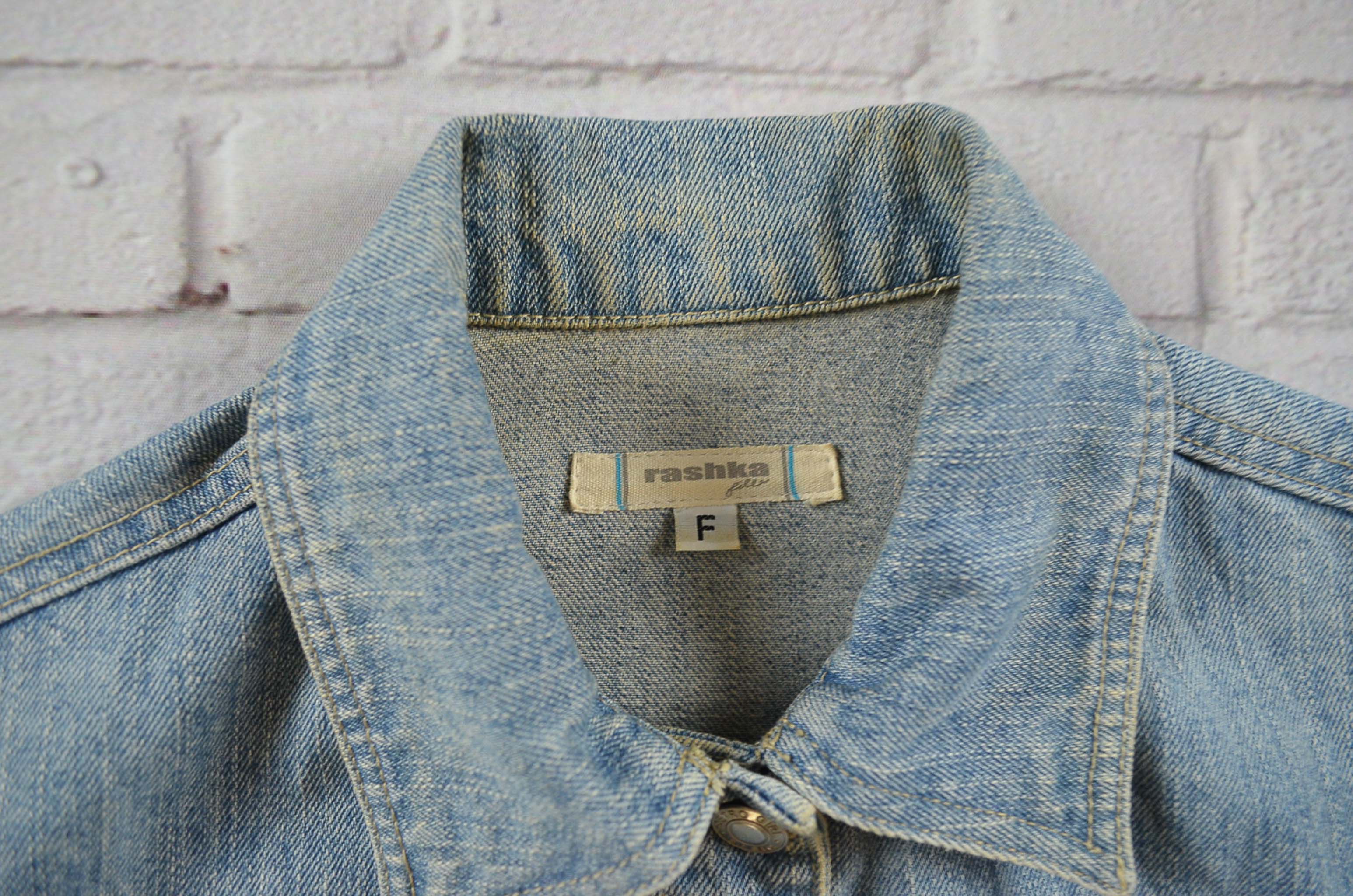 rashka อกจริง36' (S) เสื้อแจ็คเก็ตยีนส์ เสื้อยีนส์แขนยาวหญิงชาย ยีนส์แต่งขาด ผ้านุ่มใส่สบาย มีเป๋าข้างเป๋าใน