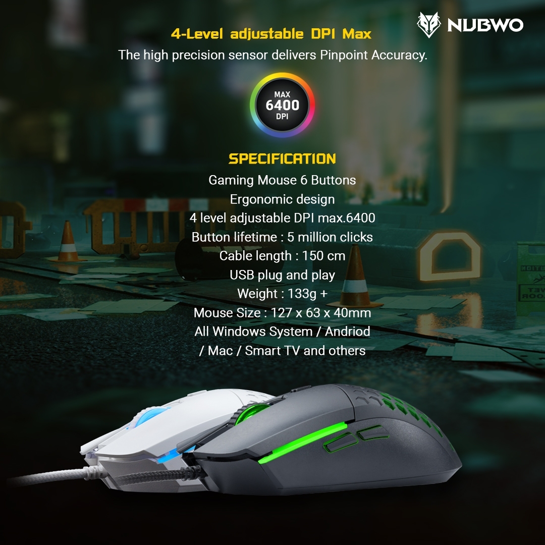 NM-94M NUBWO MURDERED GAMING MOUSE USB MO-NW-OU-094BK
