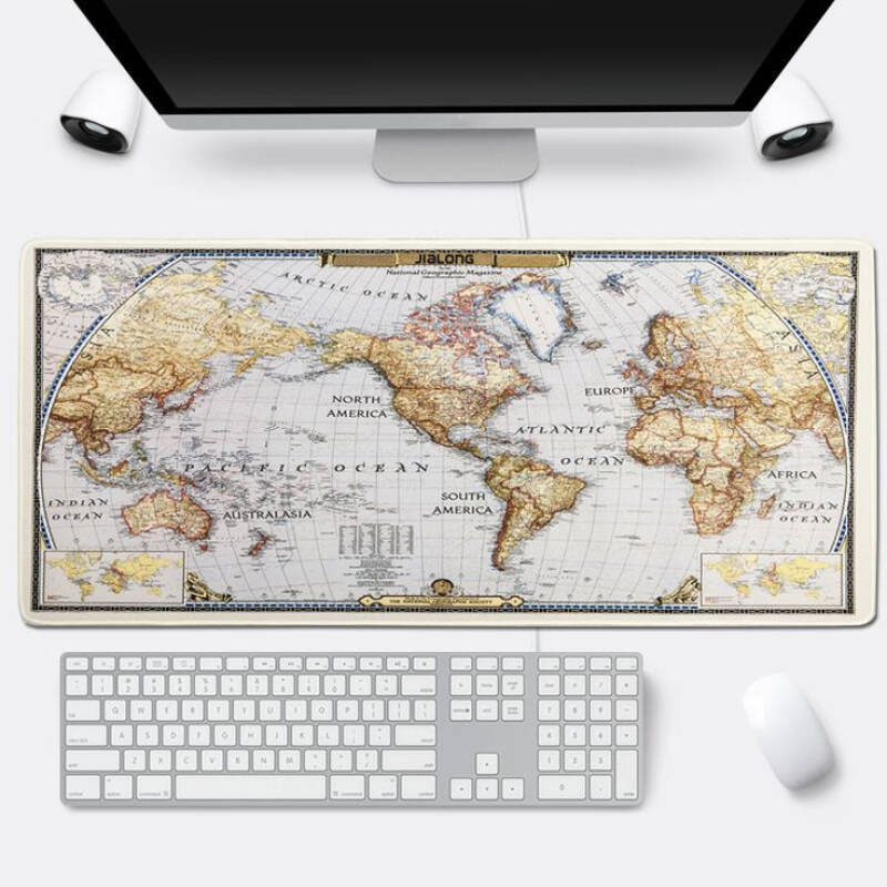 MP204 GAMING MOUSEPAD ลายแผนที่โลก 80x30cm MP-OK-AD-204WH