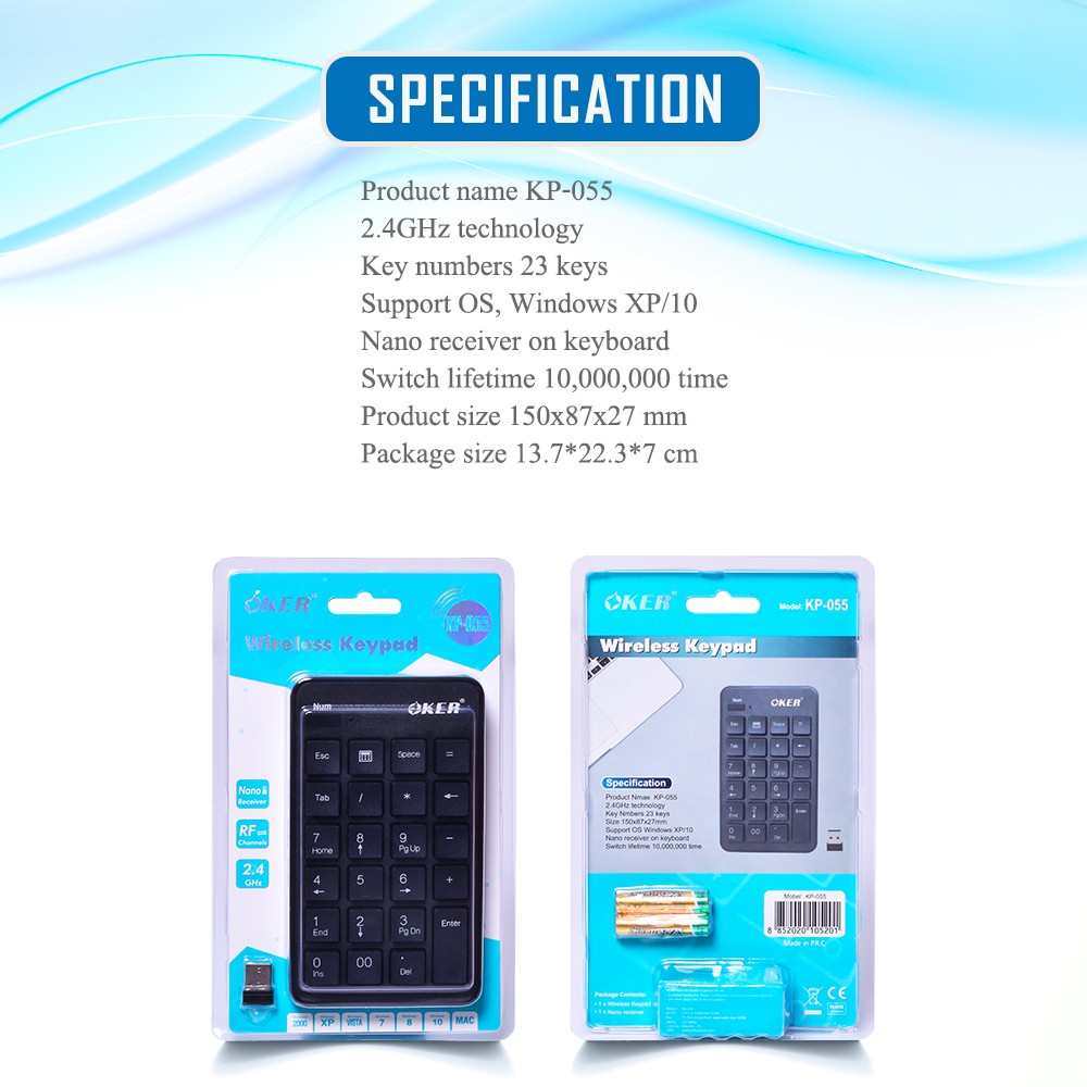 OKER KP-055 OKER KEYPAD WIRELESS NUMERIC KP-UB-OK-055BK